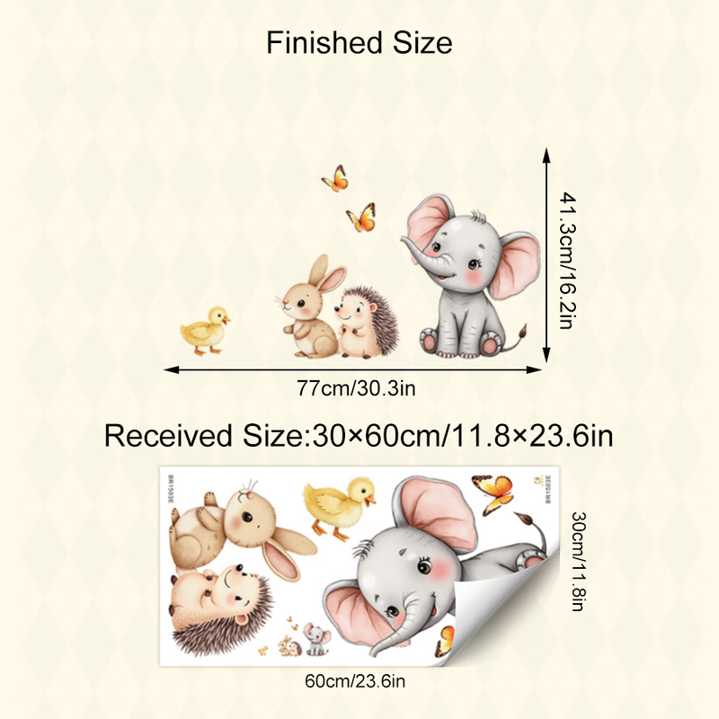 Cartoon Animal Wall Sticker -  - Baby Nursery Wallpaper reseña y precio