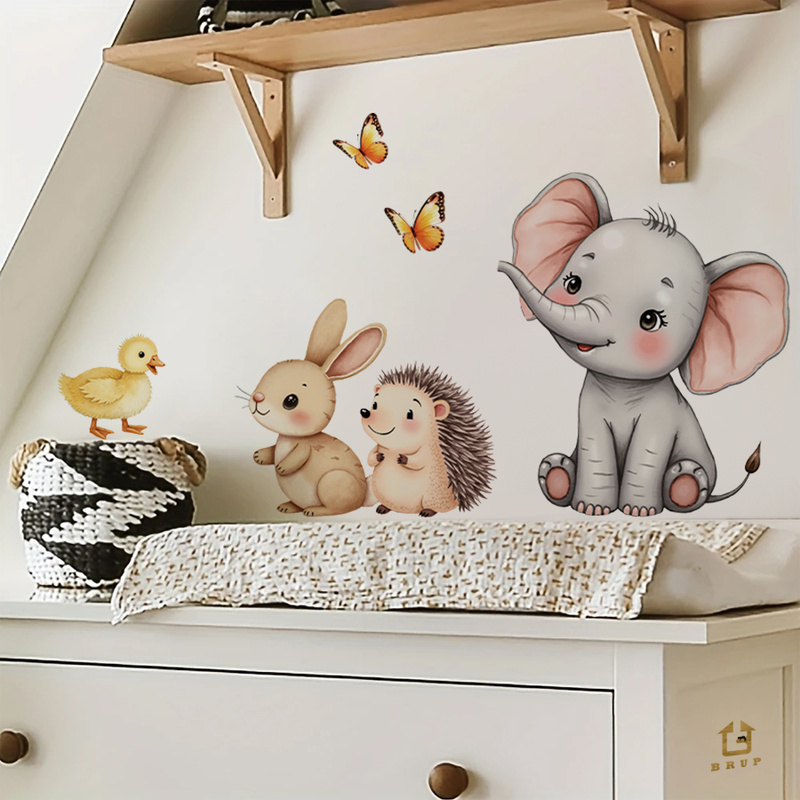 Cartoon Animal Wall Sticker -  - Baby Nursery Wallpaper reseña y precio