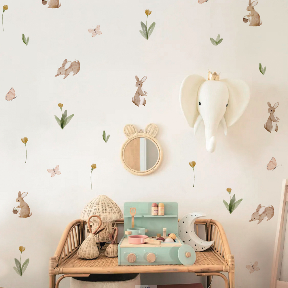 Summertime Watercolor  Cute Bu - Baby Nursery Wallpaper reseña y precio