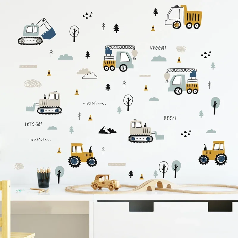 Hand Drawn Cute Cars Cargo Tru - Baby Nursery Wallpaper reseña y precio