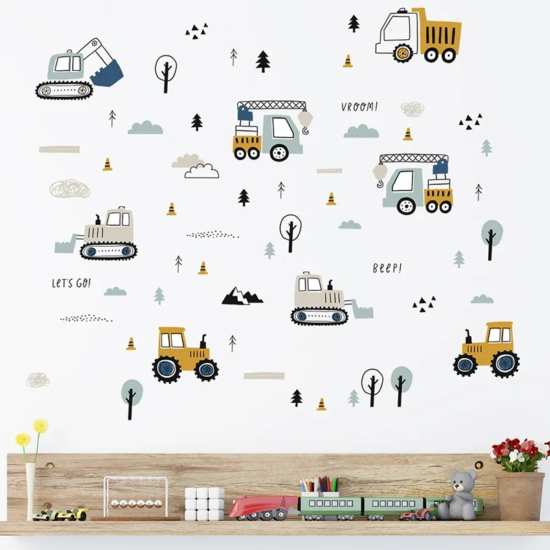 Hand Drawn Cute Cars Cargo Tru - Baby Nursery Wallpaper reseña y precio