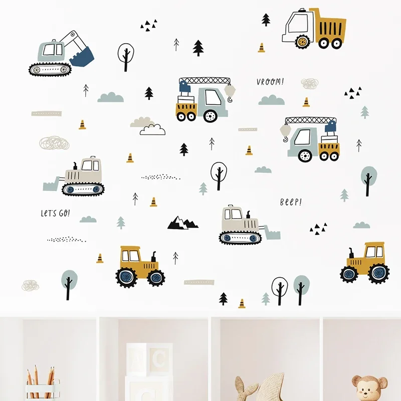 Hand Drawn Cute Cars Cargo Tru - Baby Nursery Wallpaper reseña y precio