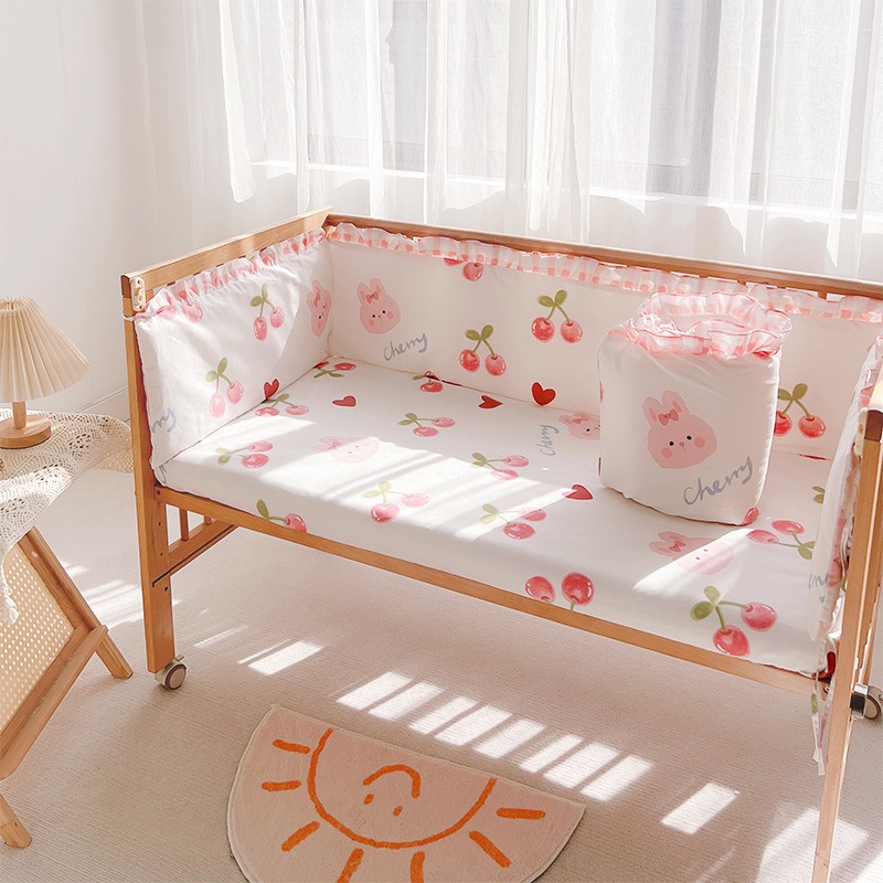 5Pcs Crib Bedding Set Girl Bab - Baby Nursery Girl Room reseña y precio