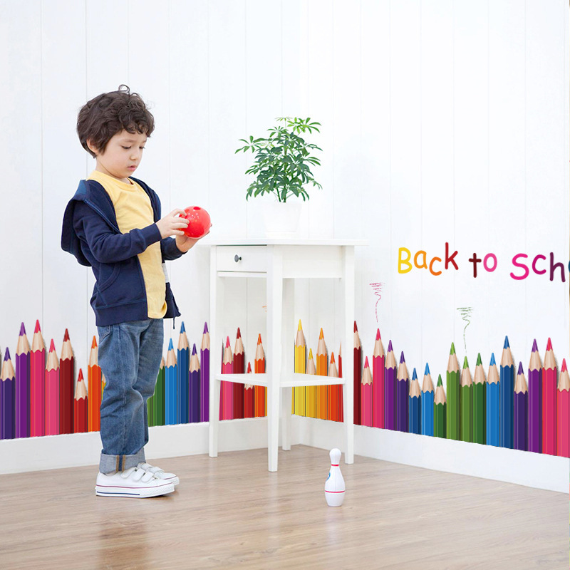 Cartoon Colour Pencil Baseboar - Baby Nursery Wallpaper reseña y precio