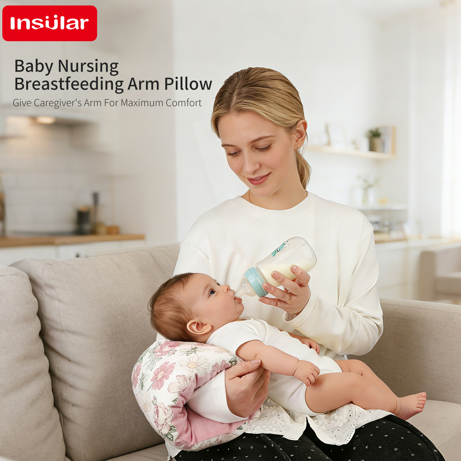 Newborn Cotton Breastfeeding A - Baby Nursery Pillow reseña y precio