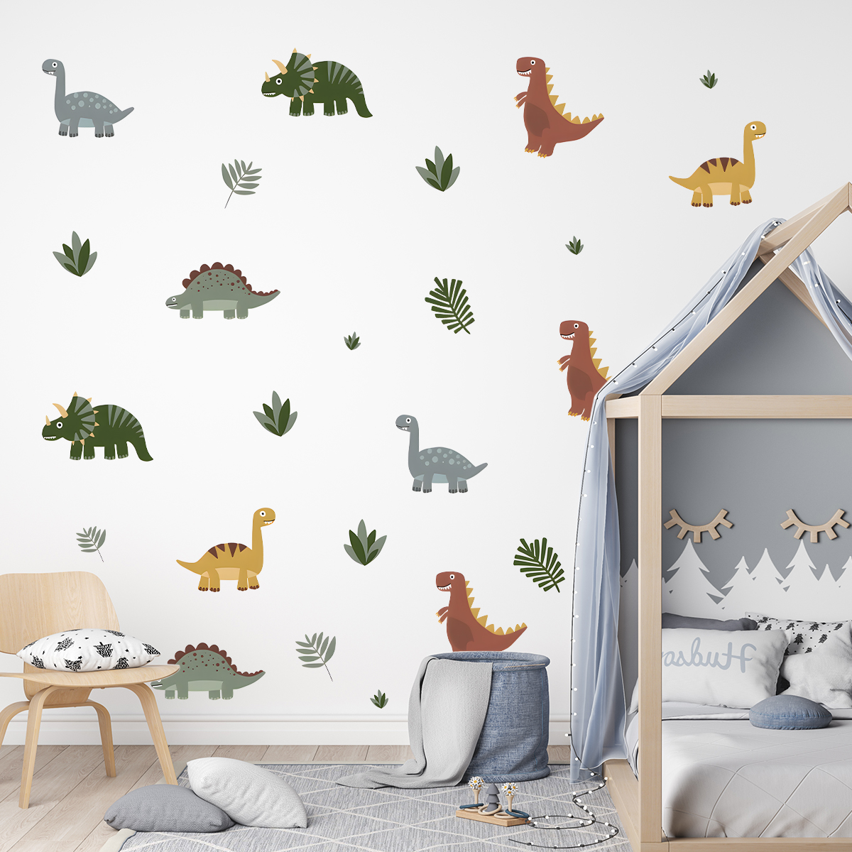 Cartoon Cute Dinosaur Leaf Ani - Baby Nursery Wallpaper reseña y precio