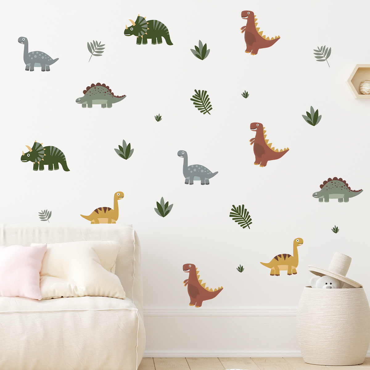 Cartoon Cute Dinosaur Leaf Ani - Baby Nursery Wallpaper reseña y precio