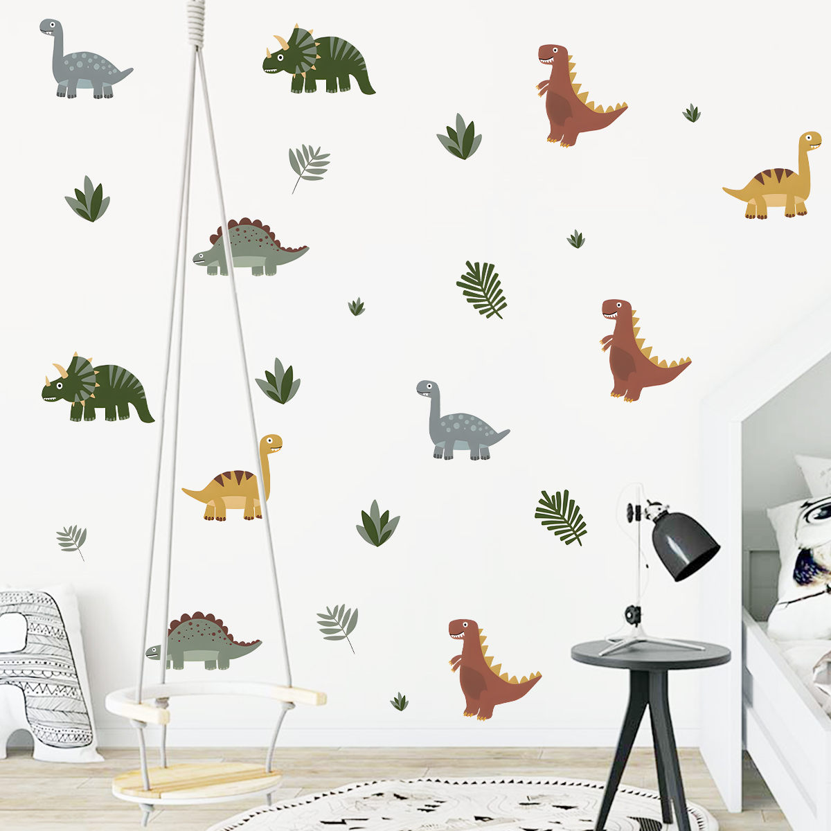 Cartoon Cute Dinosaur Leaf Ani - Baby Nursery Wallpaper reseña y precio