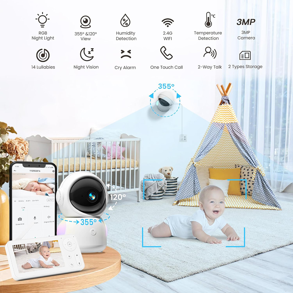 2K Baby Monitor with 2 Cameras - Baby Nursery Equipment reseña y precio