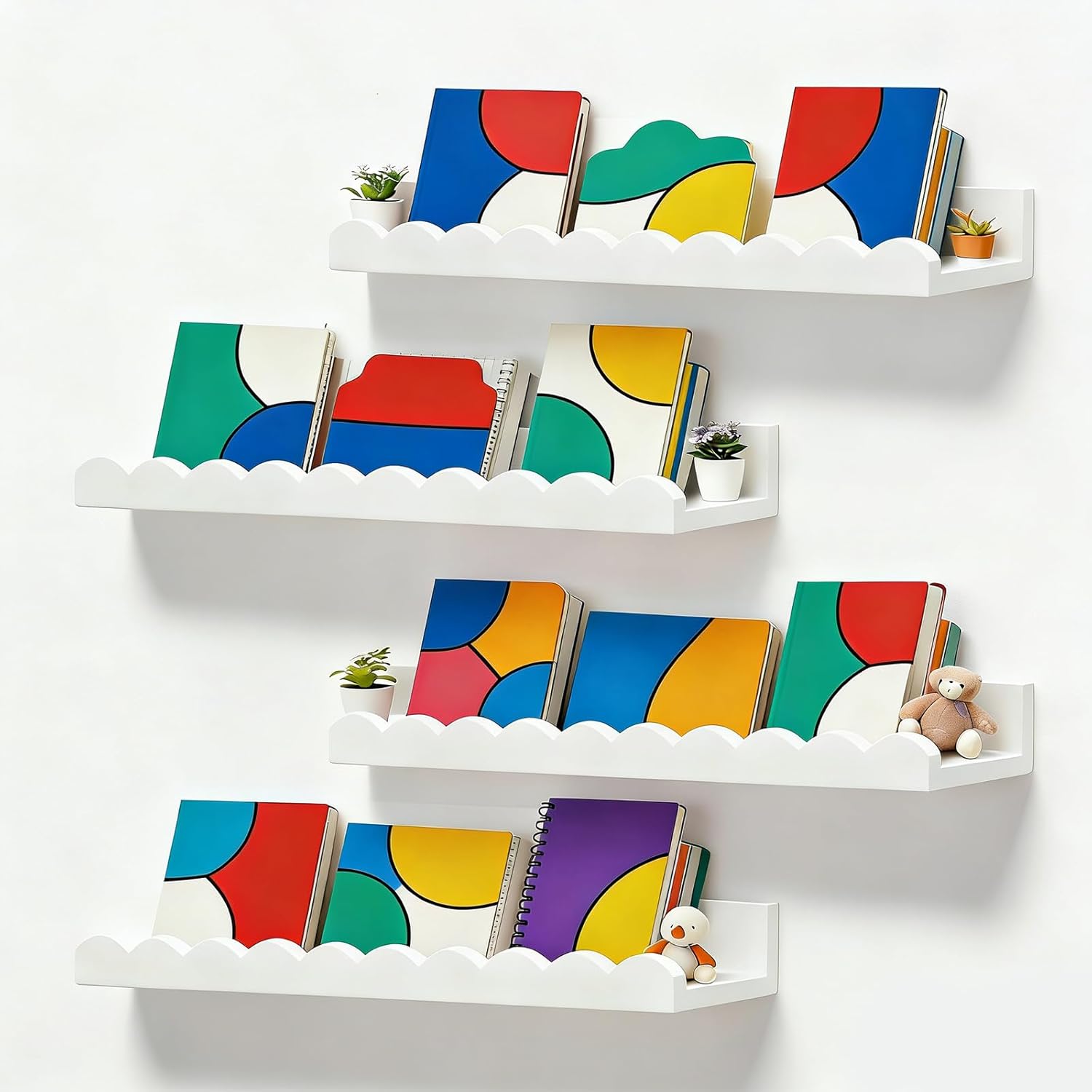 Nursery Book Shelves, Set of 4 - Baby Nursery Books reseña y precio