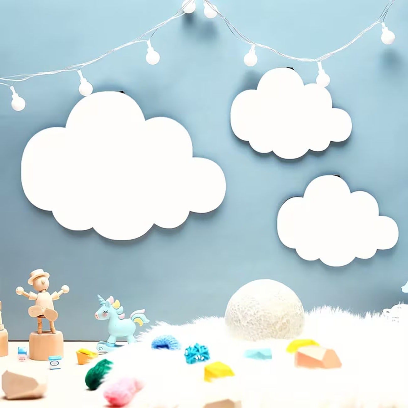 6Pcs Cloud & Eyelash Wooden Wa - Baby Nursery Wallpaper reseña y precio