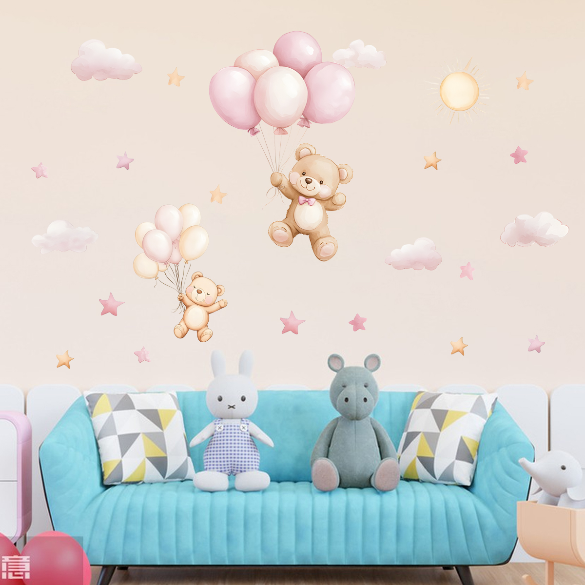 1PC Little Bear Cloud Star Bal - Baby Nursery Wallpaper reseña y precio