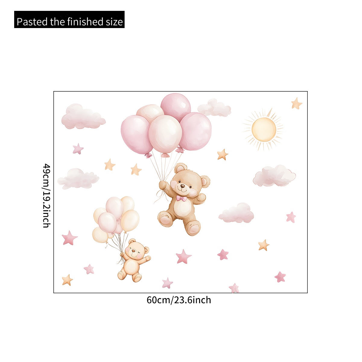 1PC Little Bear Cloud Star Bal - Baby Nursery Wallpaper reseña y precio