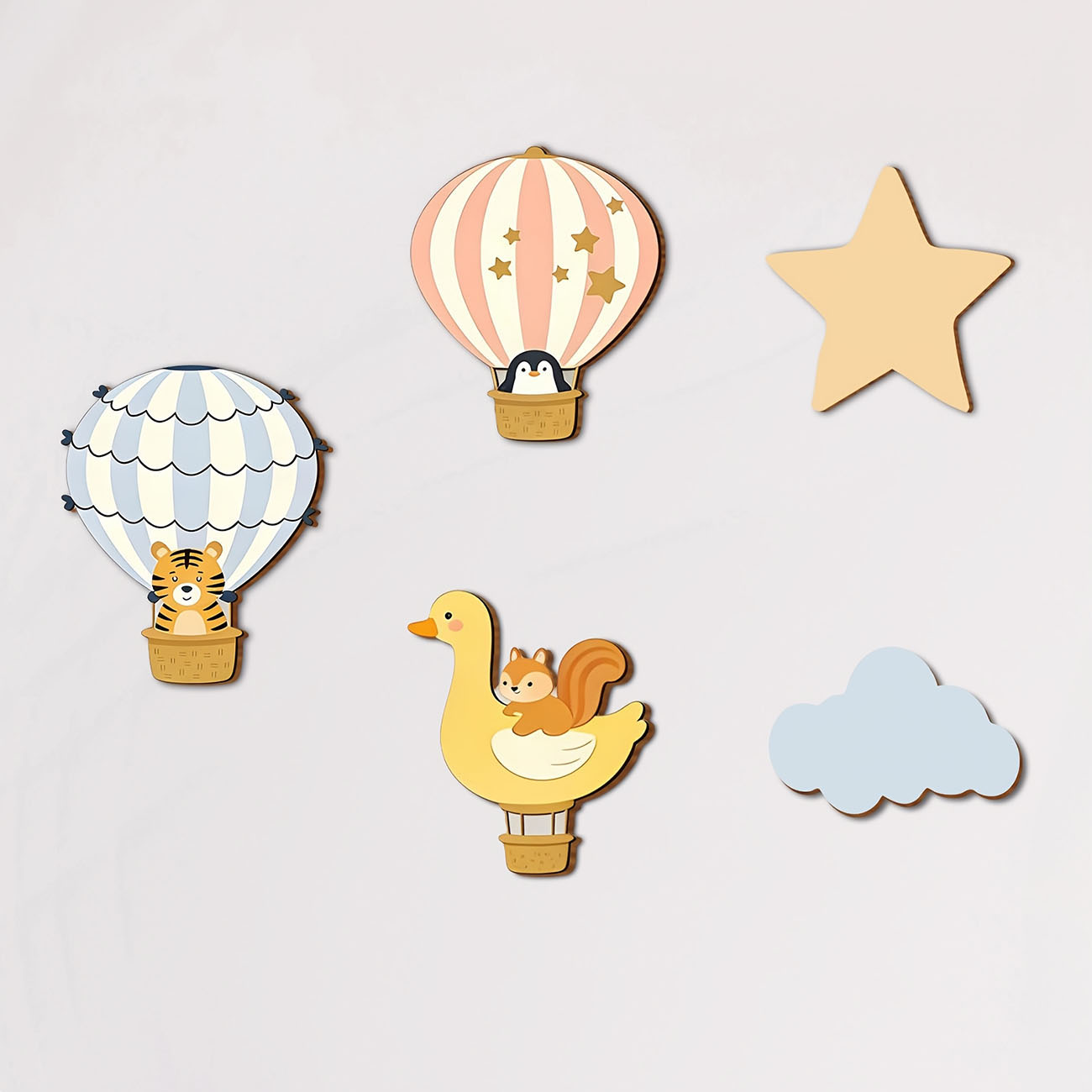 5Pcs Animal Hot Air Balloon Wo - Baby Nursery Wallpaper reseña y precio